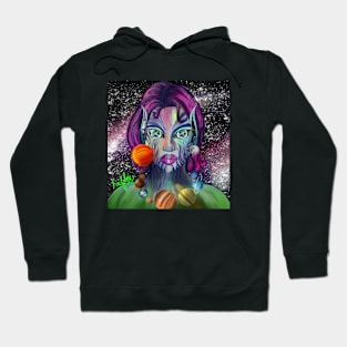 alien colourful purple hair planet women Hoodie